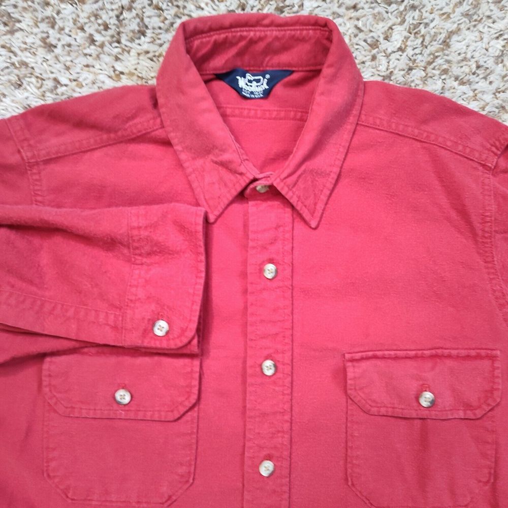 Vintage Woolrich Men Size‎ L Chamois USA Long Sleeve Button Up Shirt